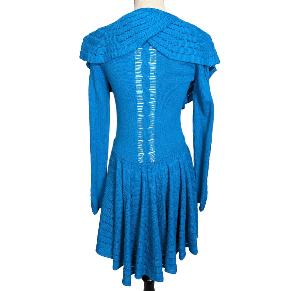 Blue Ruffled Women's Sweater - Picture 3 of 16